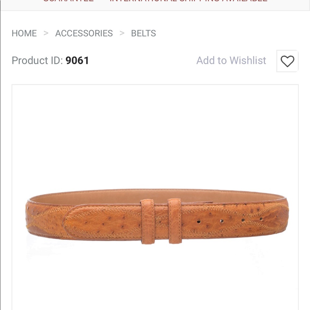 Men’s Ostrich Belt size 40